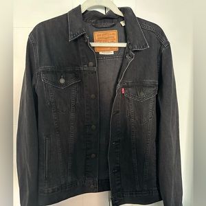 Men’s Washed Black Denim Jacket, Size Medium, fits more like a small